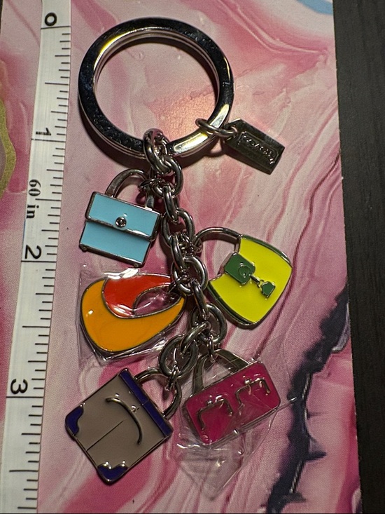 Coach Accessories - Coach Multicolor Enamel Charm Keyring - Pink, Yellow, Orange, Blue, Turquoise